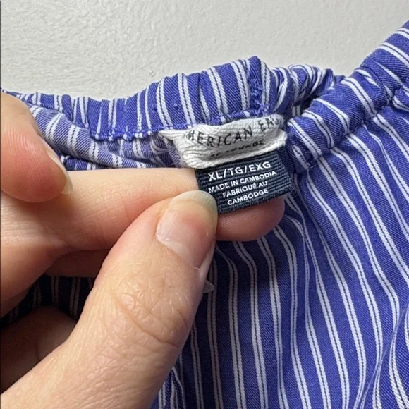 AE Striped Woven Wide-Leg PJ Pant Blue American Eagle XL - Picture 6 of 7